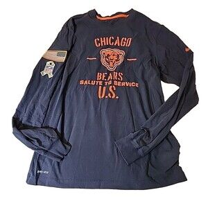 Nike Chicago Bears 2019 Salute To Service Navy Mens Tee Shirt Long Sleeve Medium
